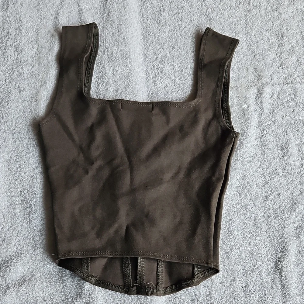 Frankee & Skylarr Brown Corset Top Womens Size XS Solid Opaque